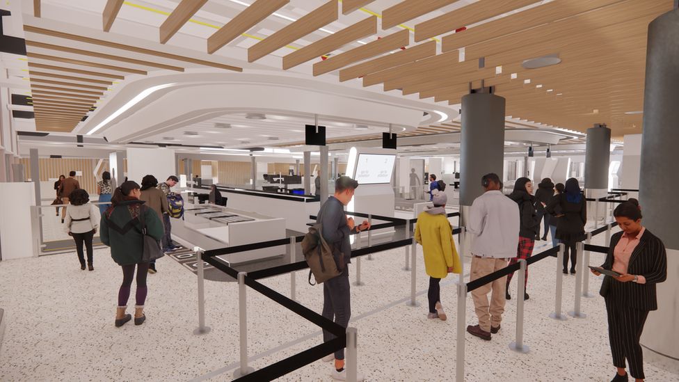 Artists' impression of the security area at East Midlands Airport