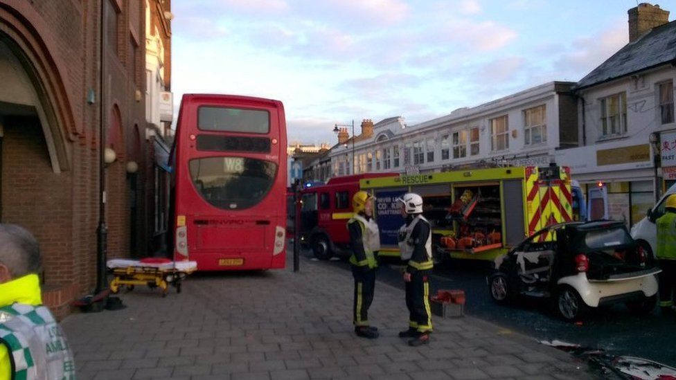 London Bus Crash Nine Injured In Collision With Car In Enfield Bbc News