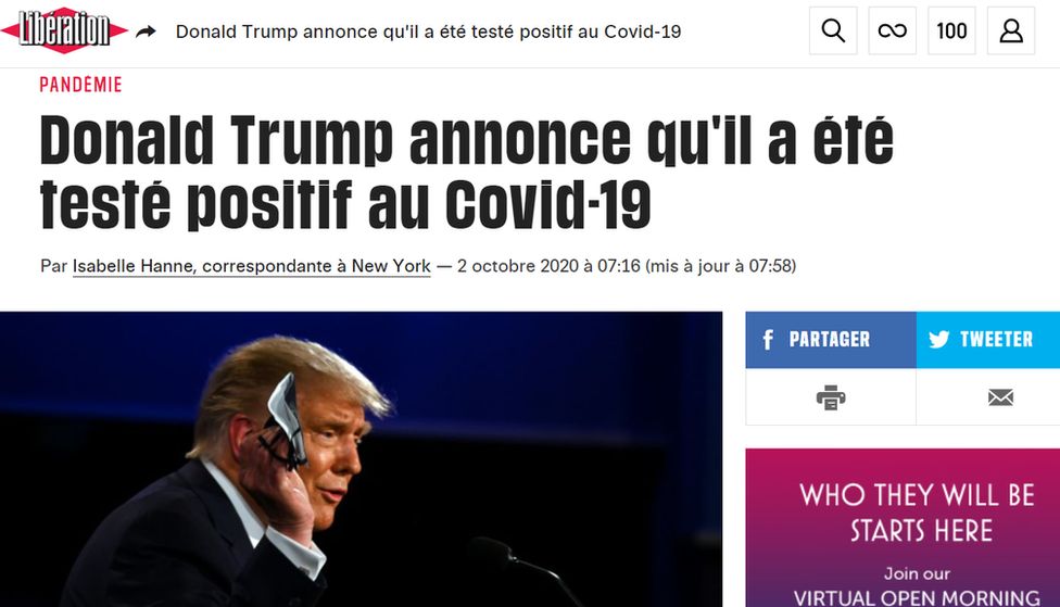 A screengrab showing an article on the French news site Libération