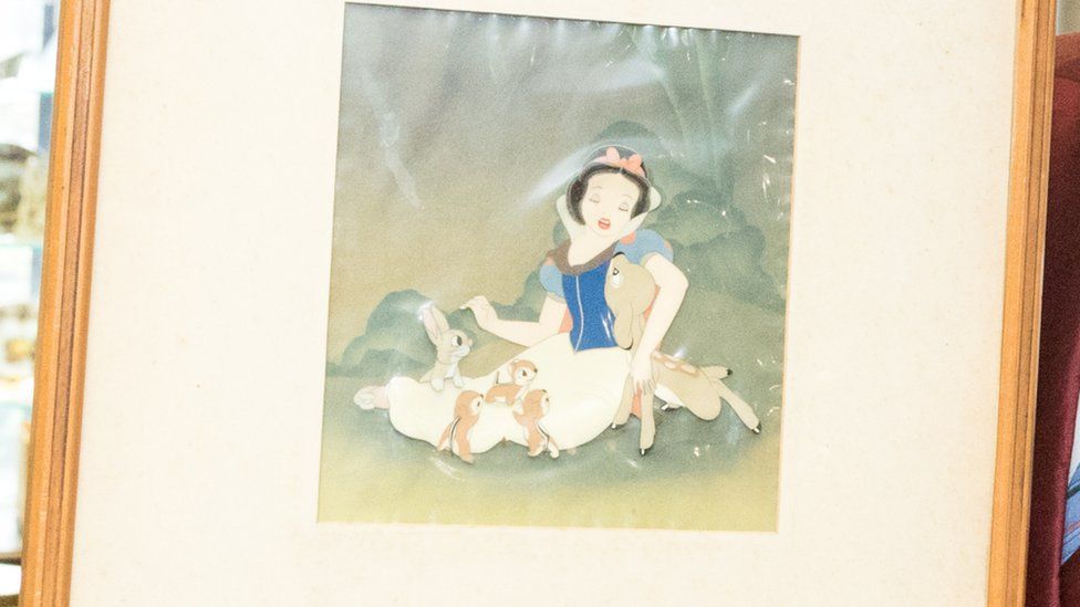 Framed print of Snow White and some animals