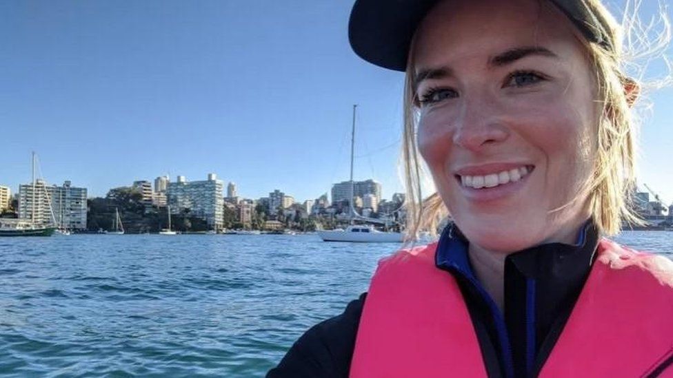 Lauren O'Neill in front of Sydney Harbour