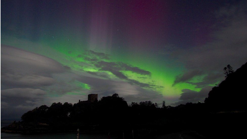 Fiona Baker said she had been aurora hunting multiple times to Iceland and Finland without much luck, but never expected to see them like this on holiday in the UK. She took this overlooking Dunollie Castle in Oban, Scotland, at 1.30am.