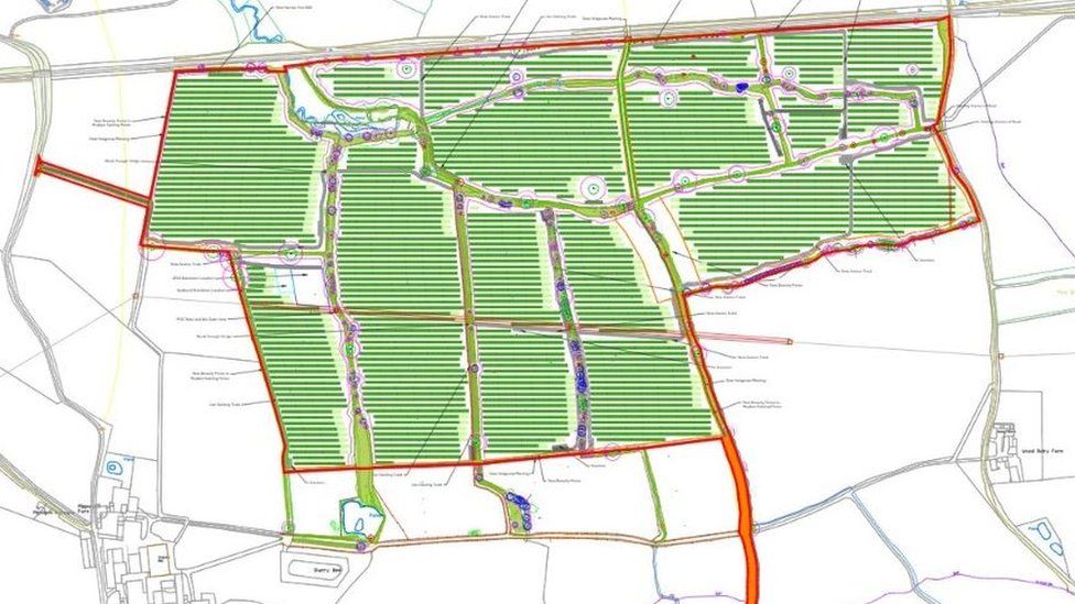 A map showing where the solar farm could go