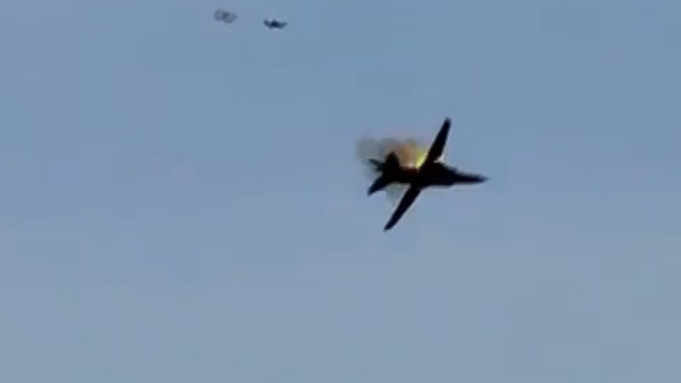 The MIG-23 on fire