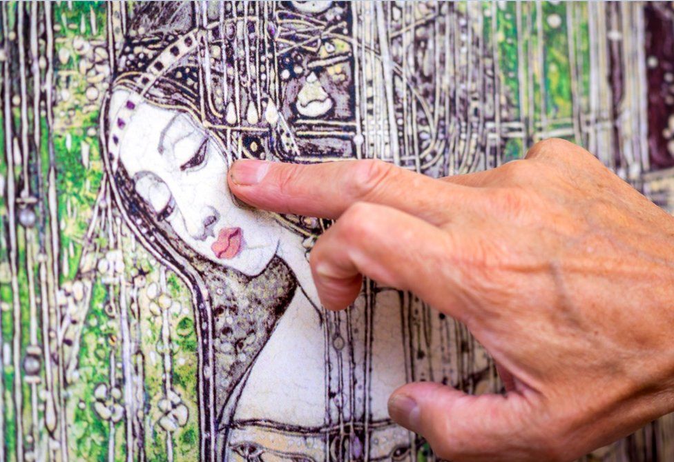 Margaret Macdonald's Gesso panel has been recreated by Dai and Jenny Vaughan