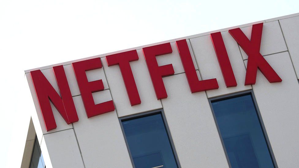 Netflix logo on building