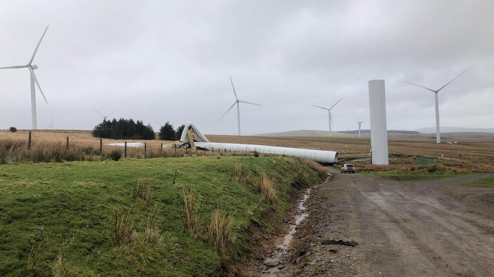 Wind turbine snapped