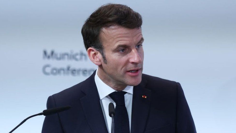 Emmanuel Macron speaking at the Munich security conference