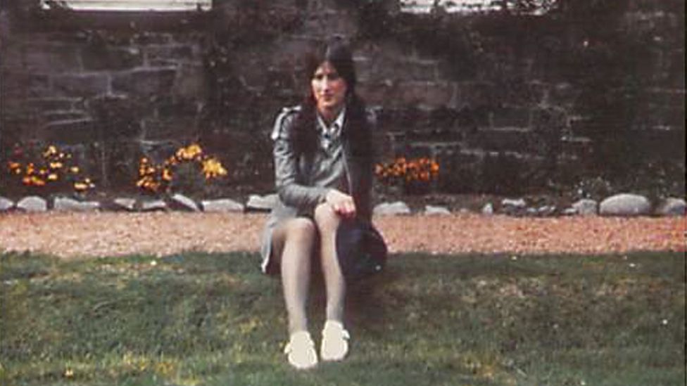 Teenage Jenny in the back garden of Mackenzie House
