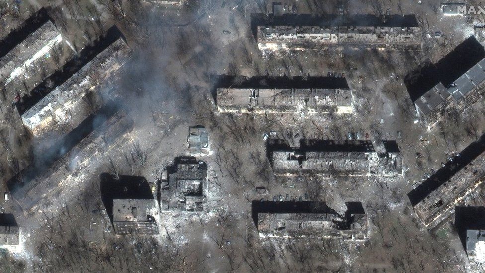 Residential buildings after being targeted by Russian strikes in March