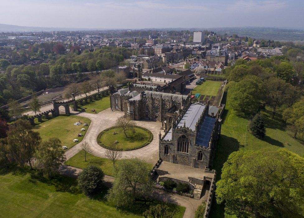 Aerial view of Auckland Castle