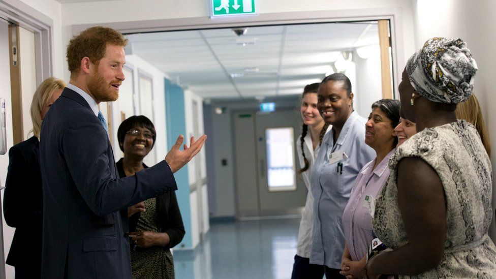 Prince Harry visit to Mildmay Hospital on 14 December 2015