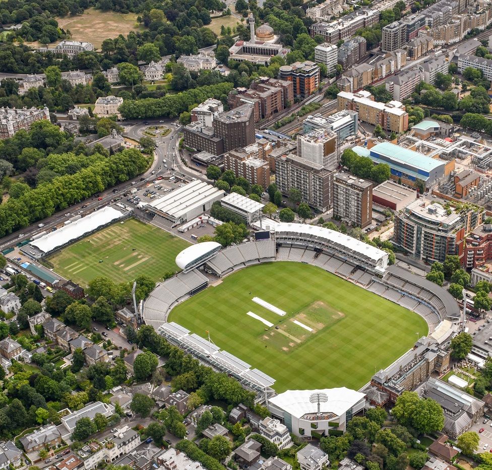 Lord's cricket ground in St John's Wood, London, is seen with green grass