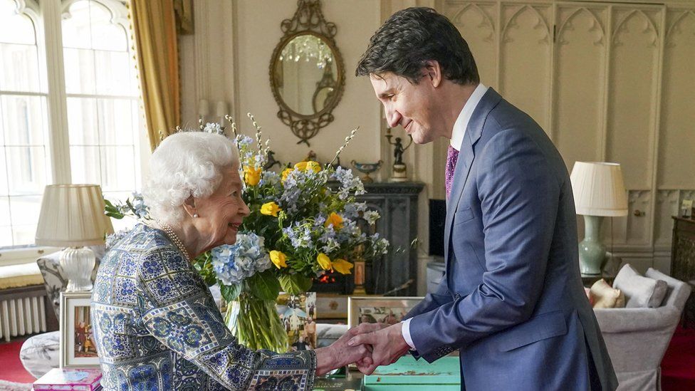 The Queen and Canadian PM Justin Trudeau at Windsor Castle
