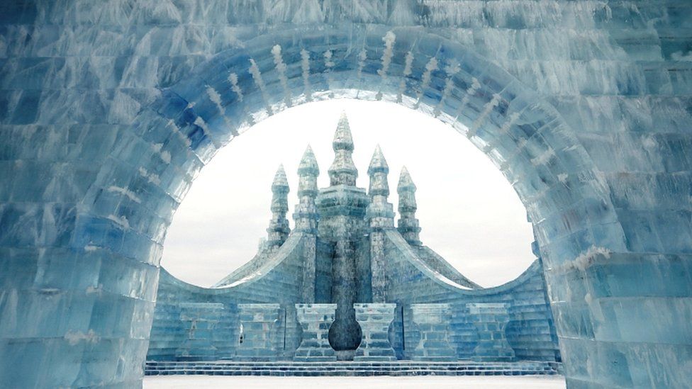 Ice sculptures are seen at annual ice festival, in the northern city of Harbin, Heilongjiang province, China, on 4 January 2019