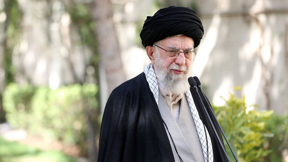 Ayatollah Ali Khamenei, Iran's supreme leader, speaks at a tree planting ceremony in Tehran on 6 March 2023