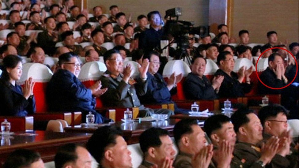 North Korean leadership watching a concert