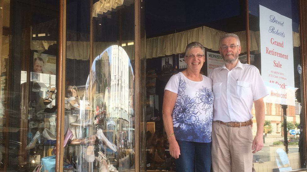 Hilary and Andrew Roberts pictured outside the store