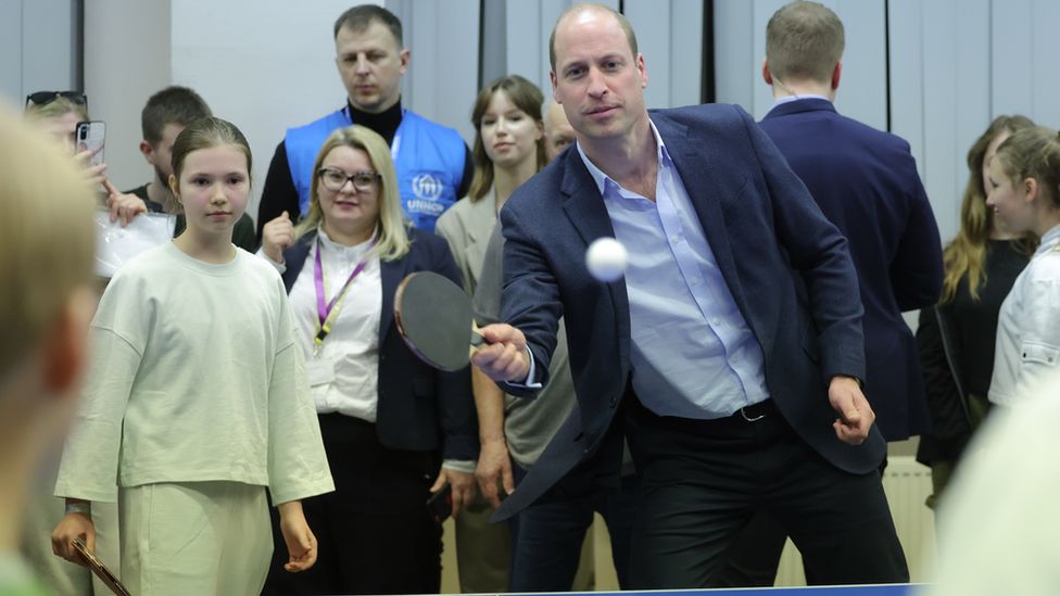 Prince William plays table tennis