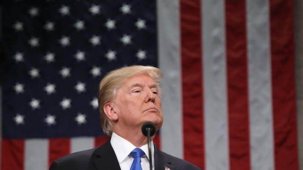 US President Donald Trump delivers his State of the Union adress to Congress.