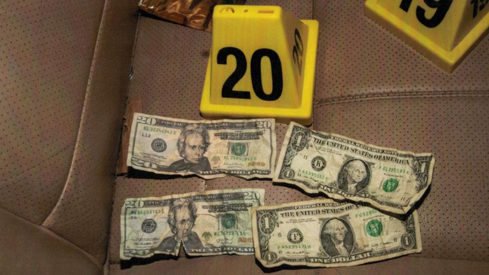 A picture of fake dollar bills found in Mr Floyd's car, according to court documents