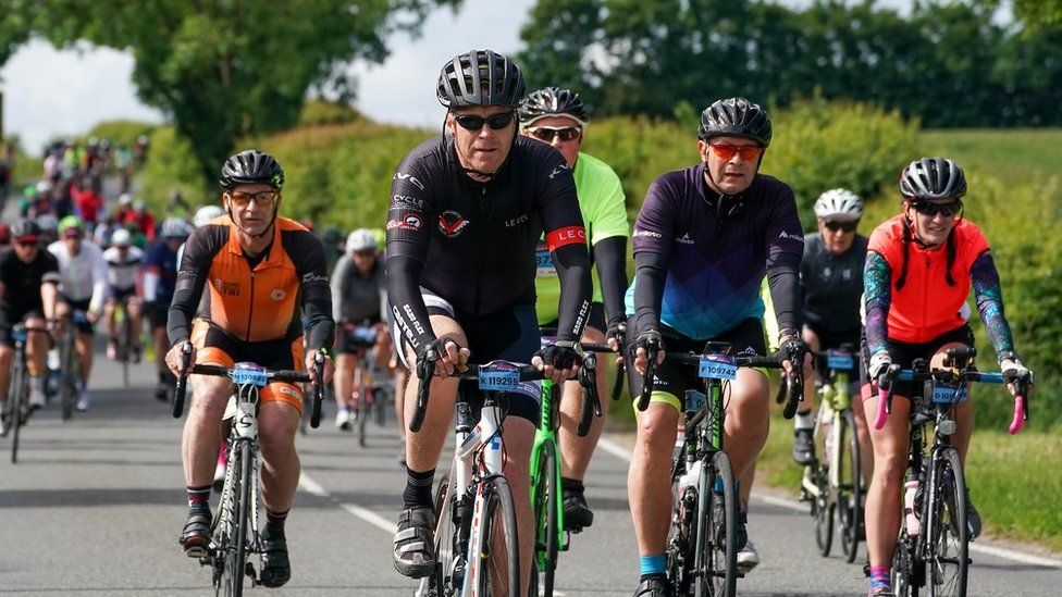 Cyclists taking part in RideLondon