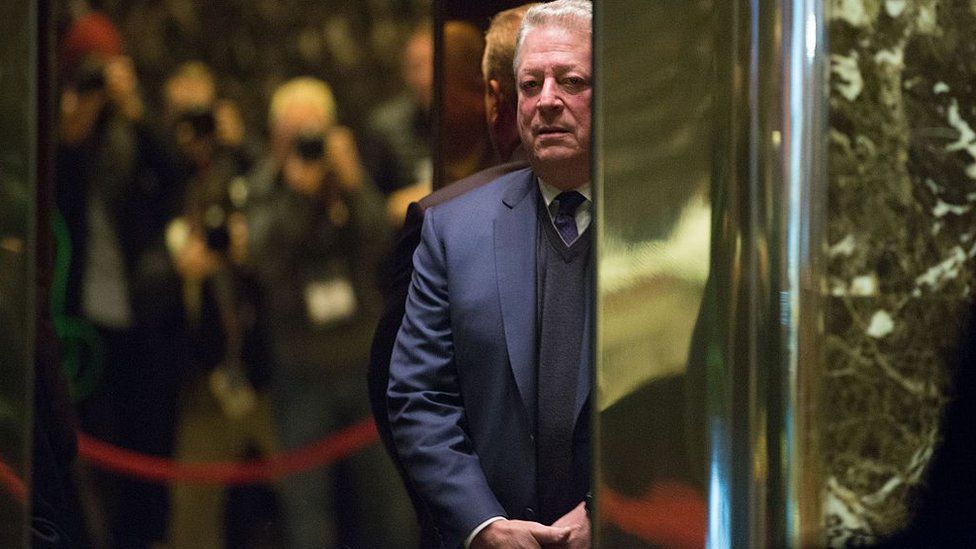 Al Gore on an elevator