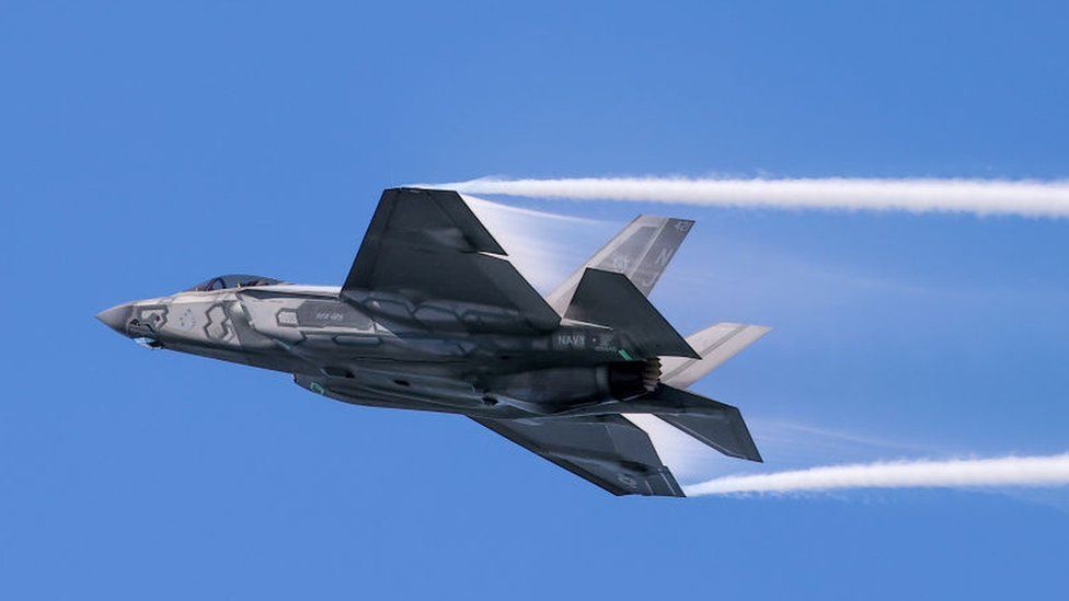 An F-35 jet at San Francisco's fleet week