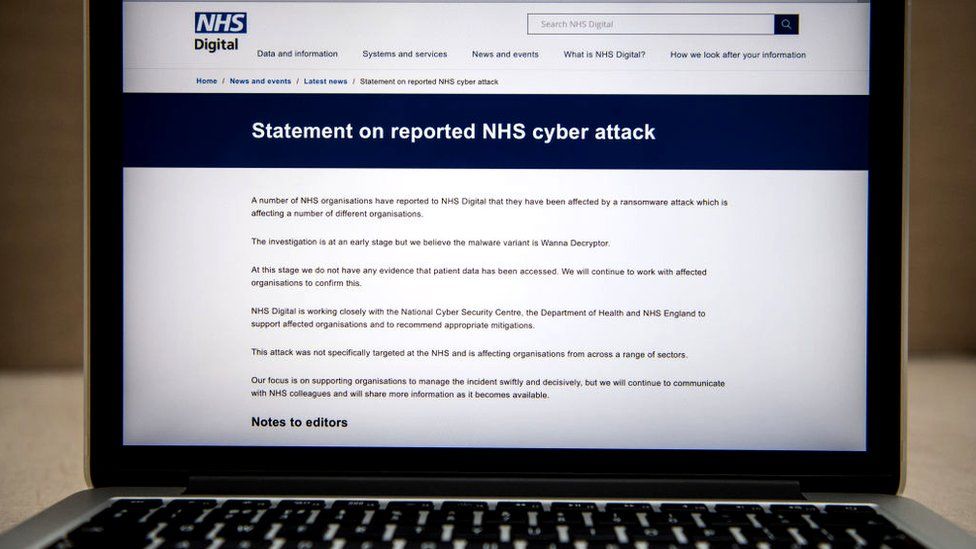 NHS Digital statement on a laptop
