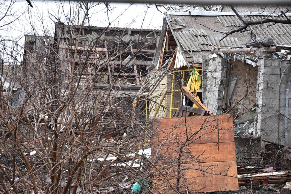 Damaged buildings in Kramatorsk