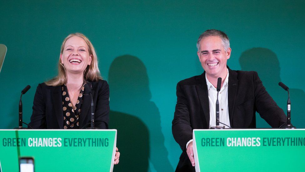 Green party co-leaders Sian Berry and Jonathan Berry in Bristol on October 5, 2018