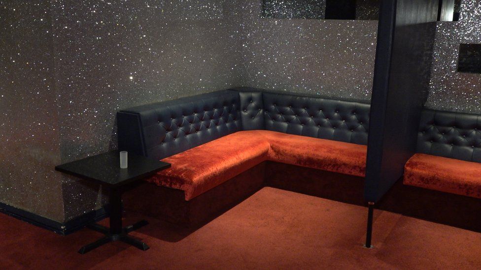 Part of the VIP room of Seventh Heaven, where customers pay £100 for 20 minutes with a dancer.