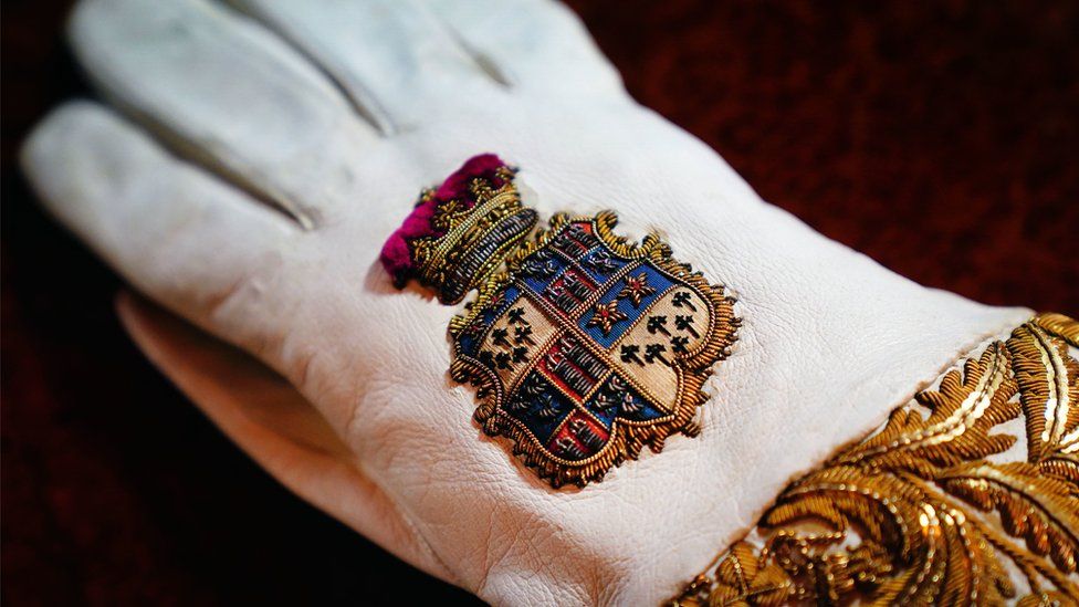 The Coronation Gauntlet glove, which forms part of the Coronation Vestments