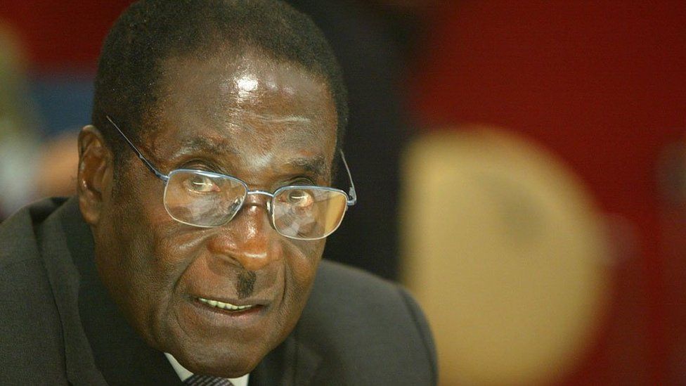 President of Zimbabwe Robert Mugabe in the 22nd African Heads of State Conference on February 21, 2003 in Paris, France