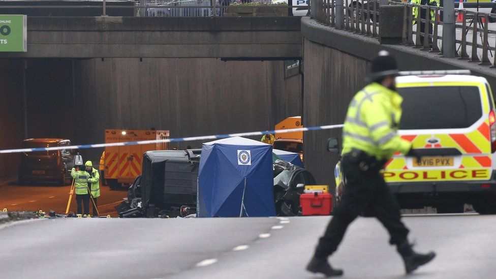 Crash scene on Belgrave Middleway