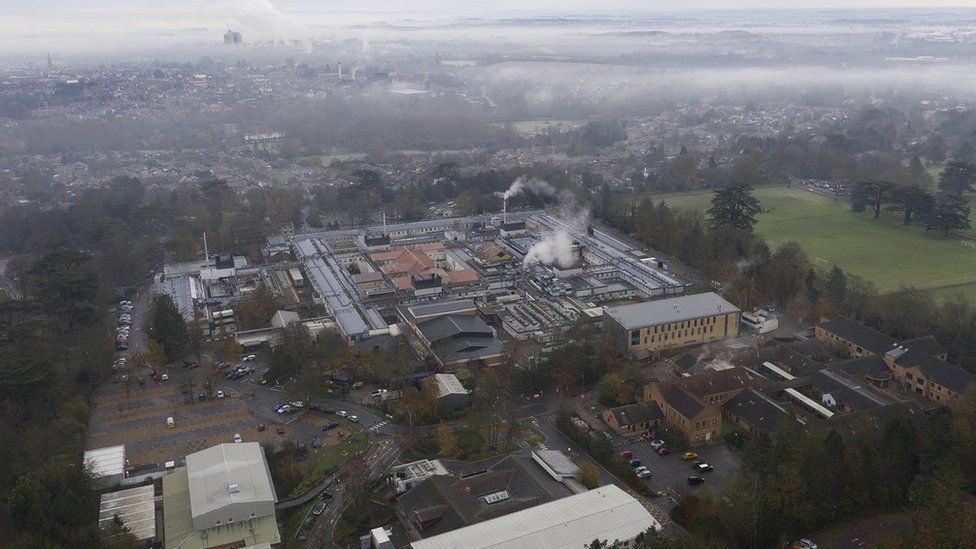 Aerial view of West Suffolk Hospital, Bury St Edmunds