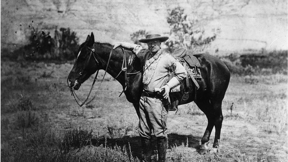 1885: American politician and future President of the United States of America, Theodore Roosevelt (1858 - 1919) during a visit to the Badlands of Dakota after the death of his first wife.