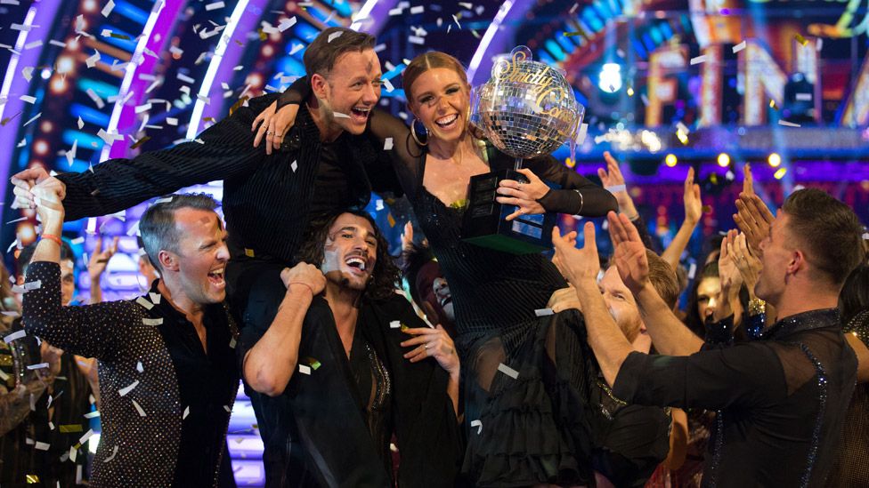 Kevin Clifton and Stacey Dooley after winning Strictly in 2018
