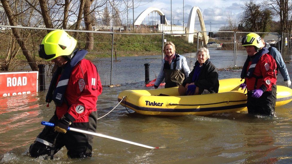 A flood rescue operation in Surrey