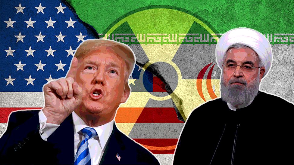 US president Trump and Iran president Rouhani