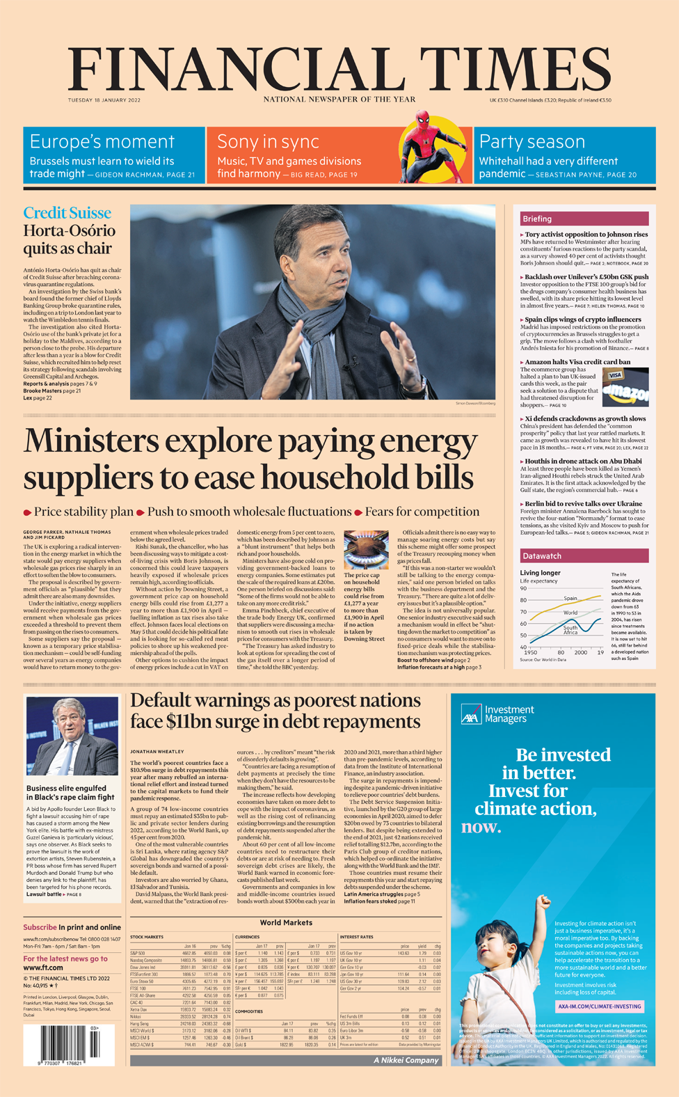Financial Times – вторник, 18 января