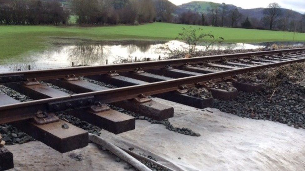 The flooding washed away the trackbed