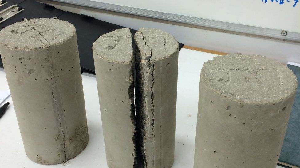 Cement cores with plastic in them