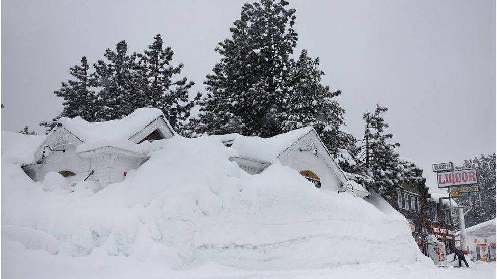 Parts of California are covered in more than 10 feet of snow