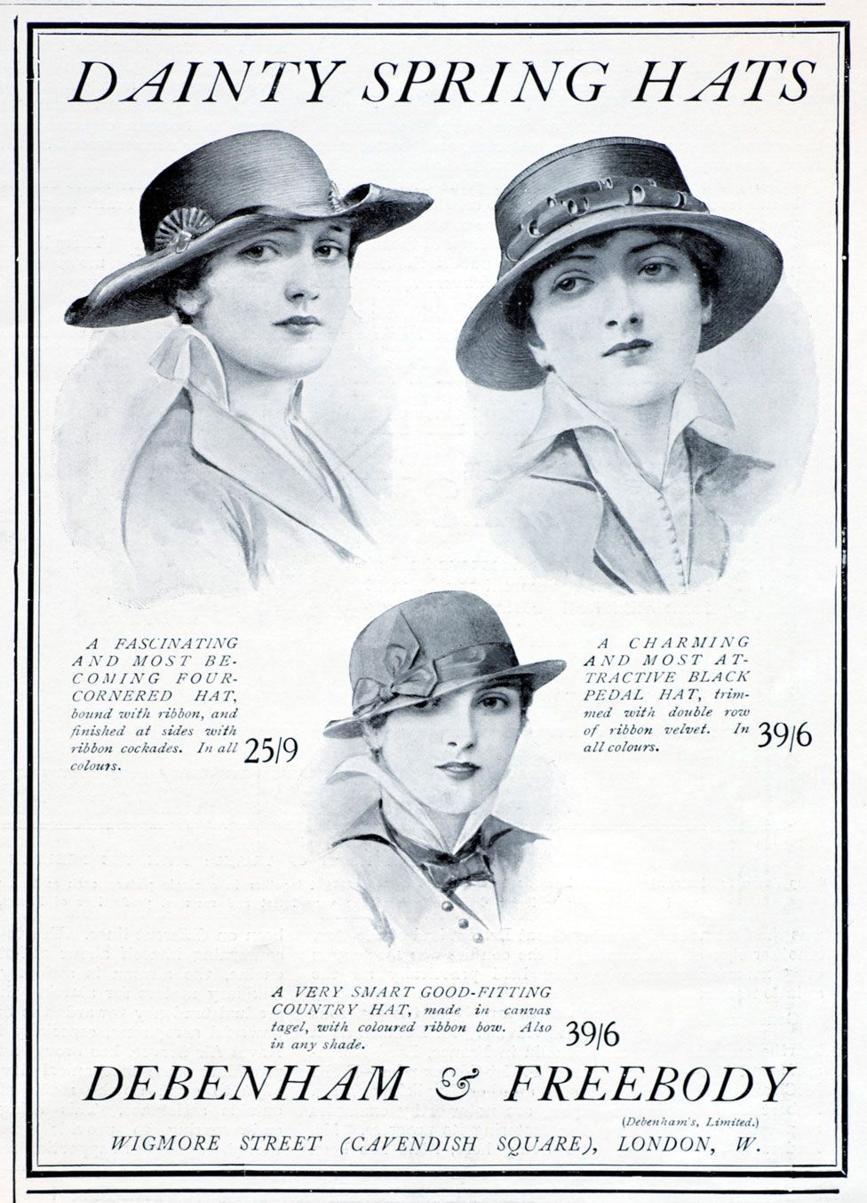 An advert for women's hats