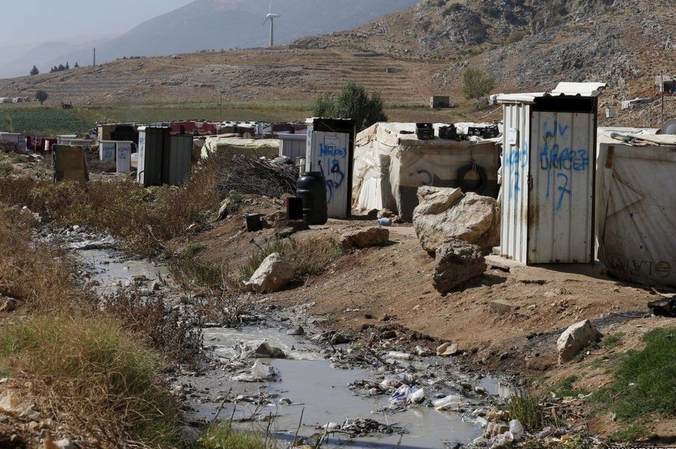 Syrian refugee settlement camp in Qab Elias in the Bekaa Valley