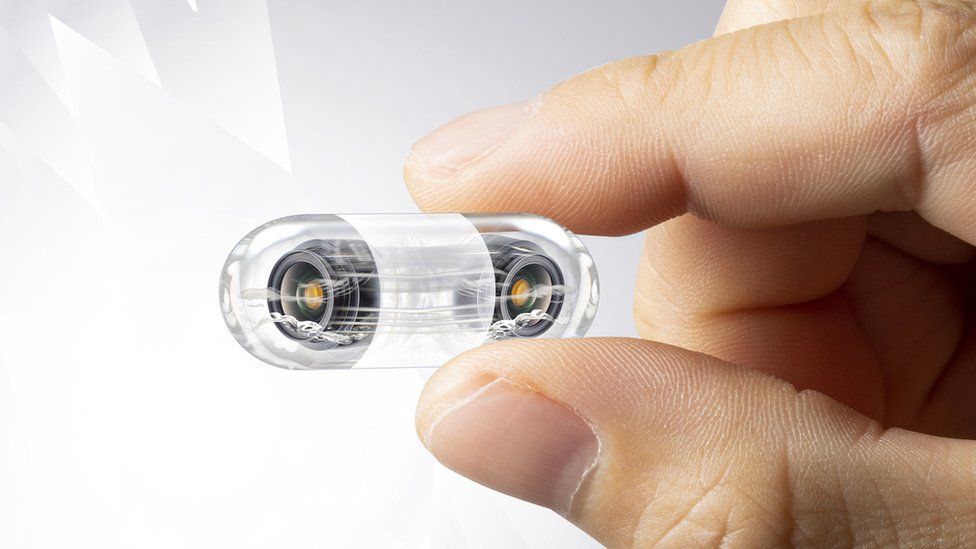 Miniature capsule used in a colon endoscopy