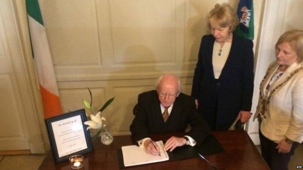 Irish President Michael D Higgins is among those who have signed the book at the Mansion House