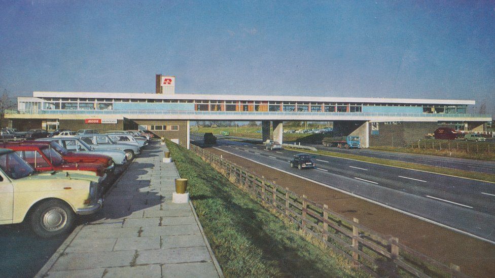 Leicester Forest East service station in 1970