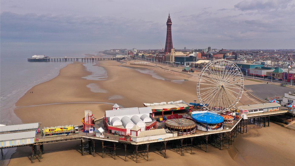 A near-deserted Blackpool Beach